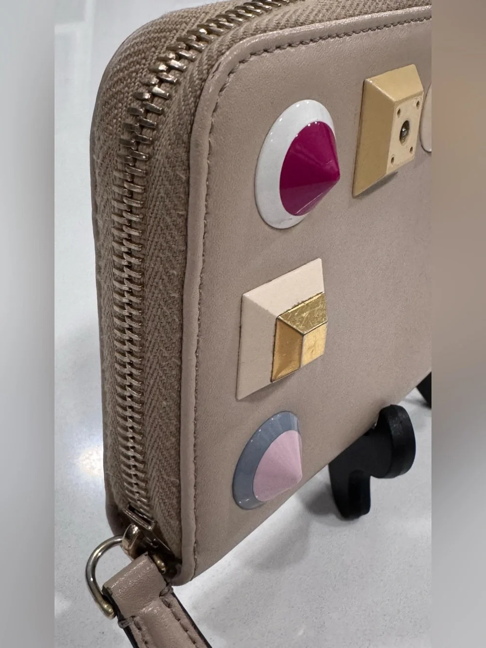 Fendi Roma Pastel Stud Zip Around Wallet COA Authentic Rare
